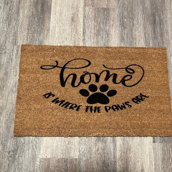 Home is Where the Paws Are decorative coir doormat - Picture 1 of 2